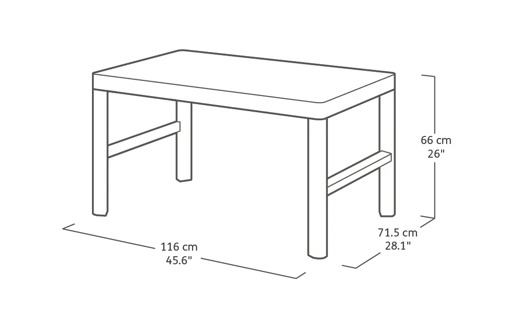 Lyon Verstellbarer Tisch -116x71,5x40/66cm - Graphit