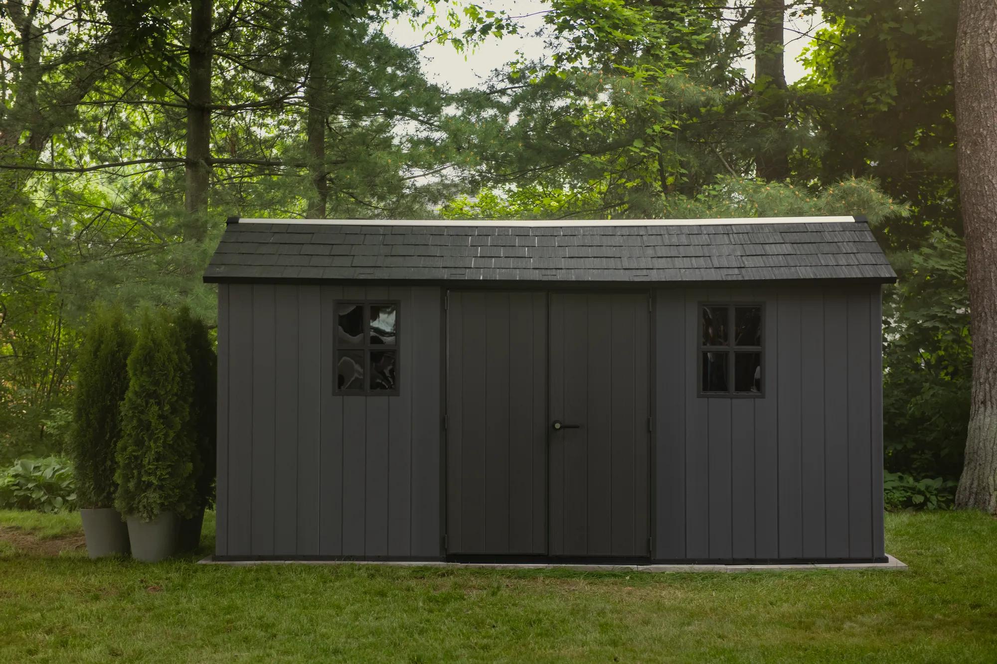 Newton Plus 7.5x15 Gartenhaus - 230x476x246cm - Grau
