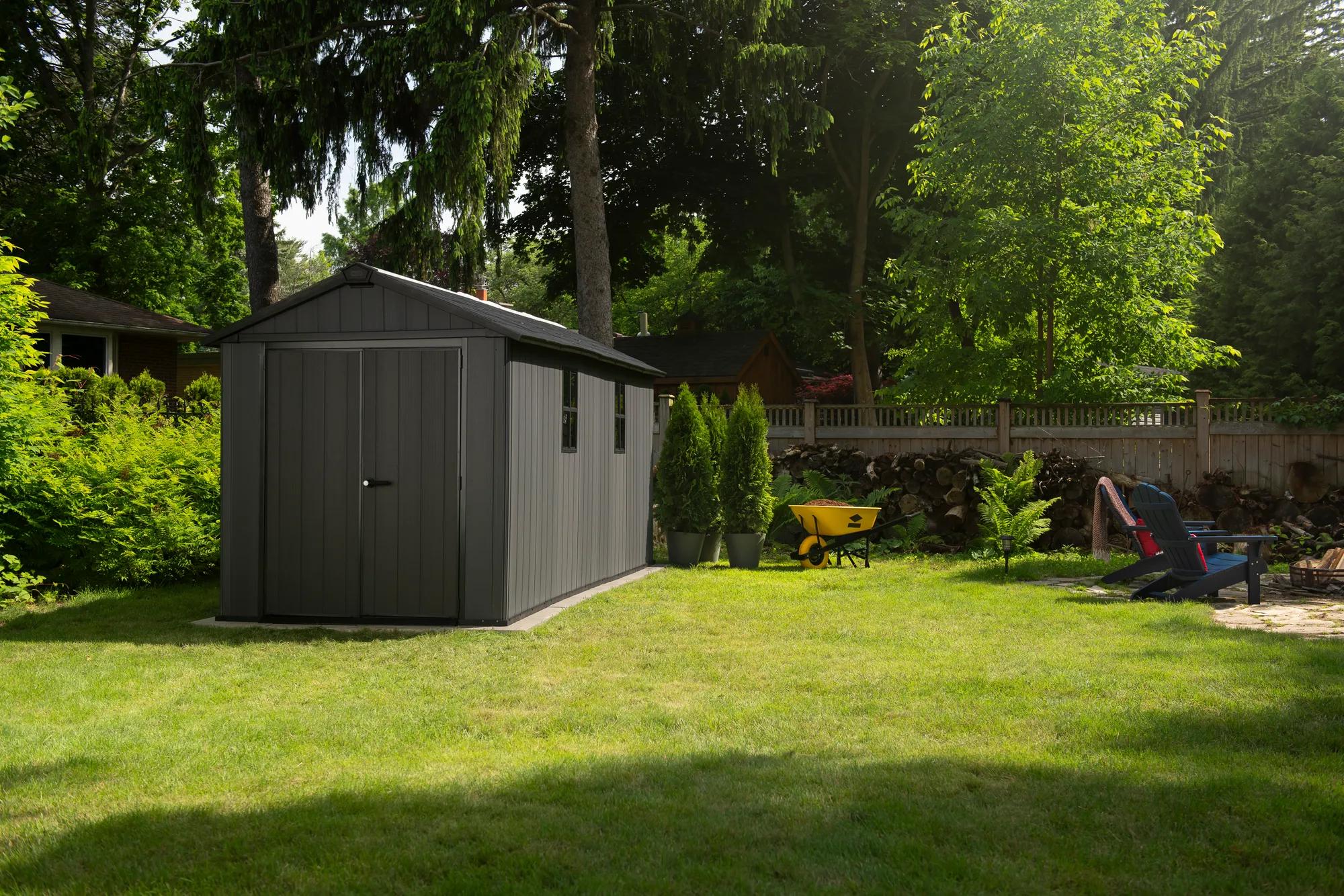 Newton Plus 7.5x15 Gartenhaus - 230x476x246cm - Grau