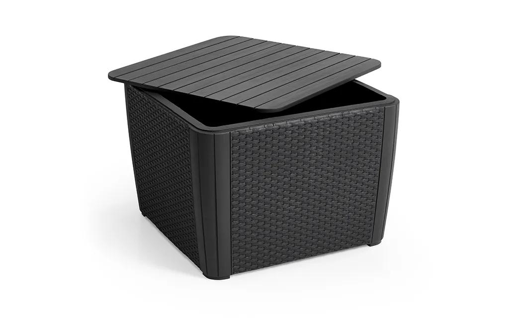 Luzon Plus Ablagetisch - Flache Rattanoptik - 57x57x43cm - Graphit