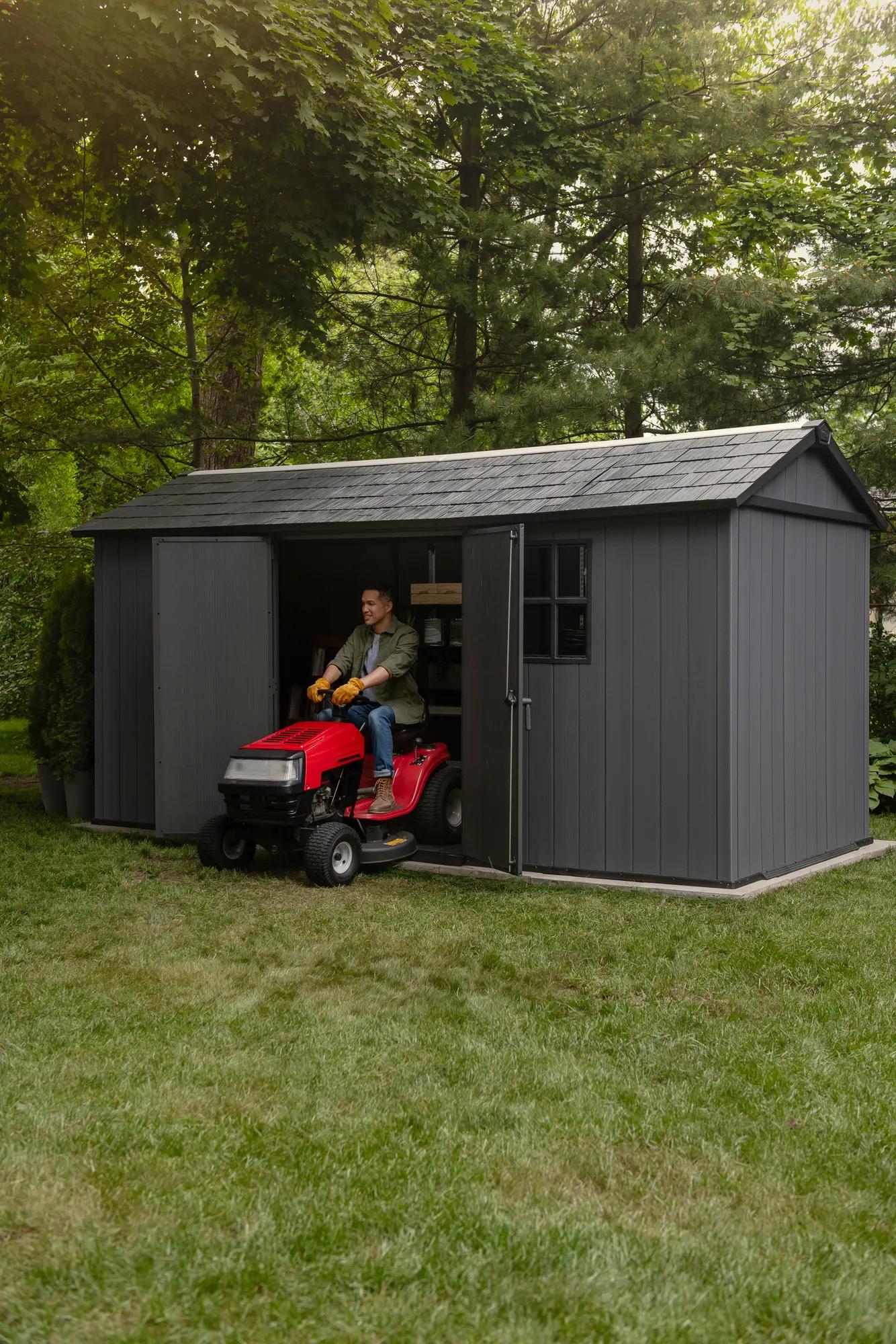 Newton Plus 7.5x15 Gartenhaus - 230x476x246cm - Grau