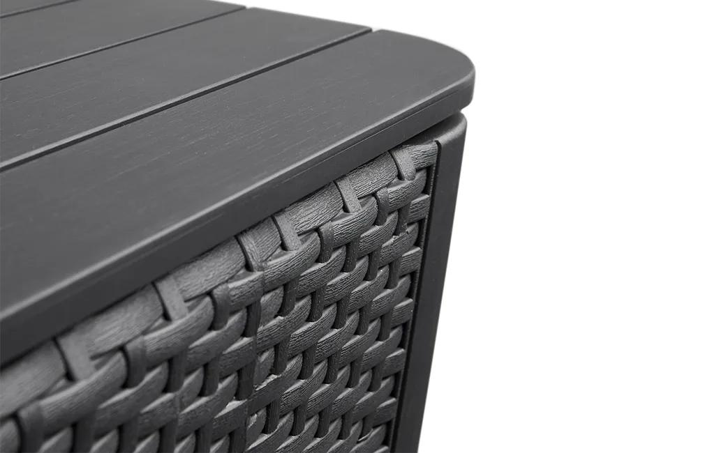 Luzon Plus Ablagetisch - Flache Rattanoptik - 57x57x43cm - Graphit