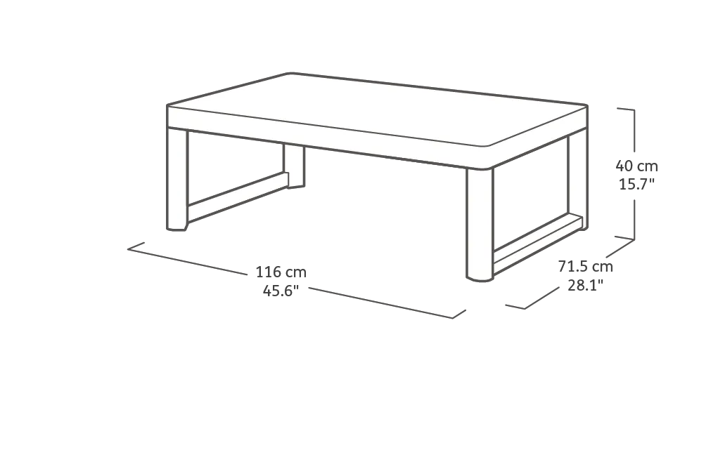 Lyon Verstellbarer Tisch -116x71,5x40/66cm - Graphit