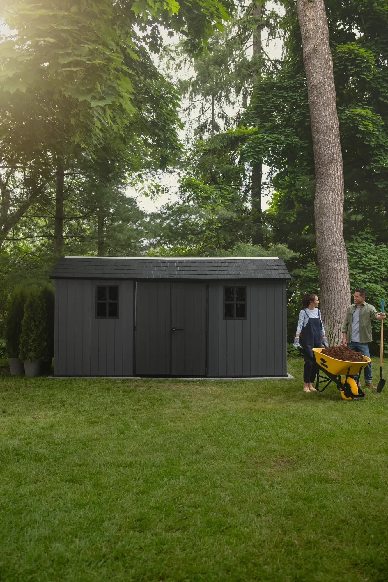 Newton Plus 7.5x15 Gartenhaus - 230x476x246cm - Grau