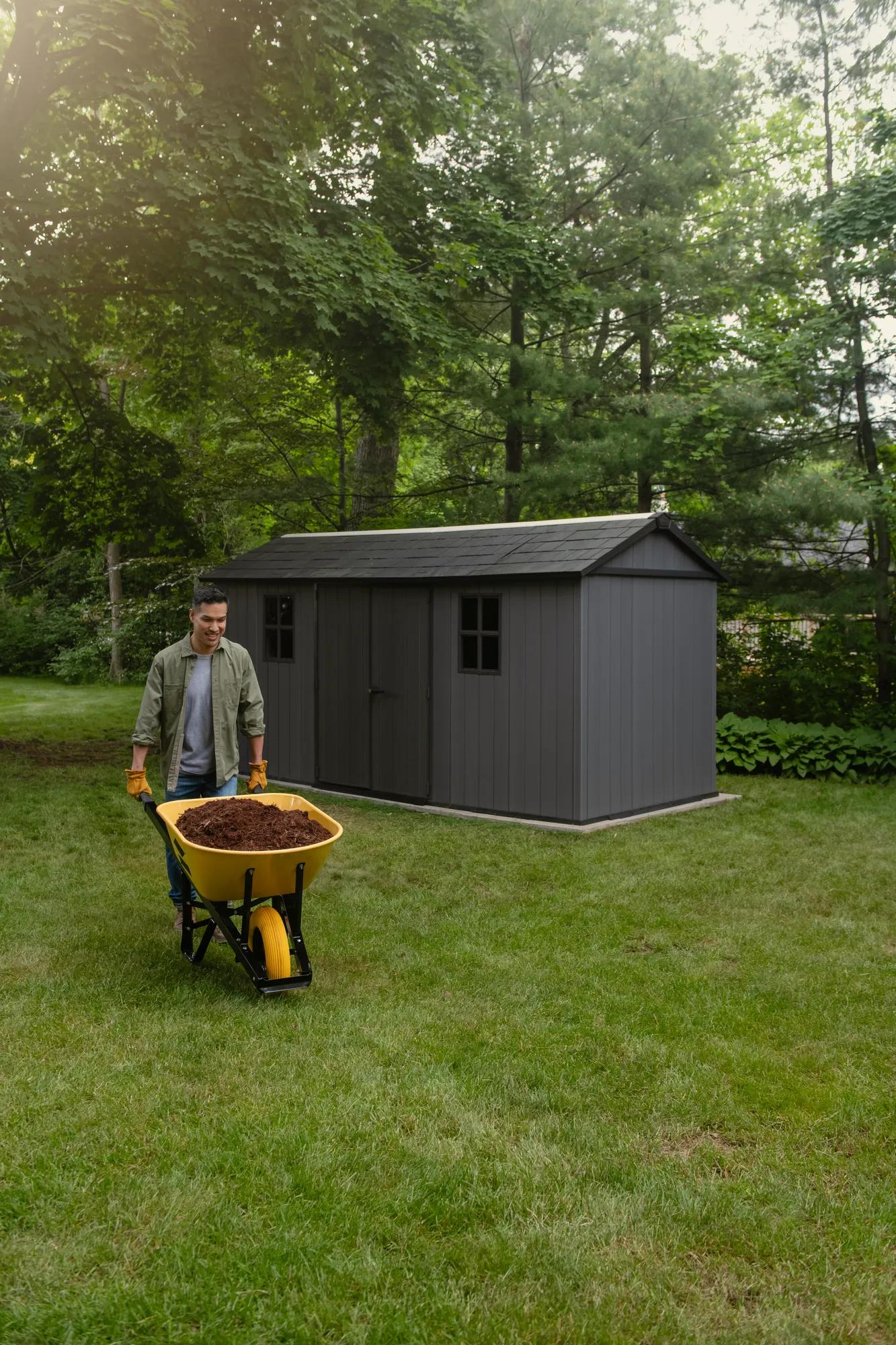 Newton Plus 7.5x15 Gartenhaus - 230x476x246cm - Grau