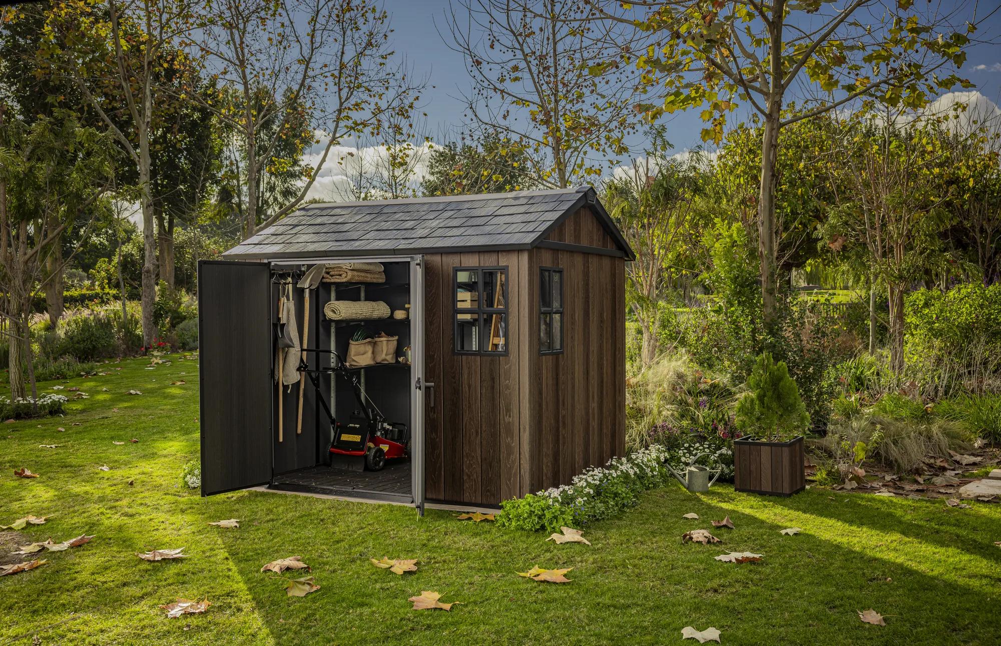 Apex 7.5x9 Gartenhaus - 230x287x246cm - Walnuss