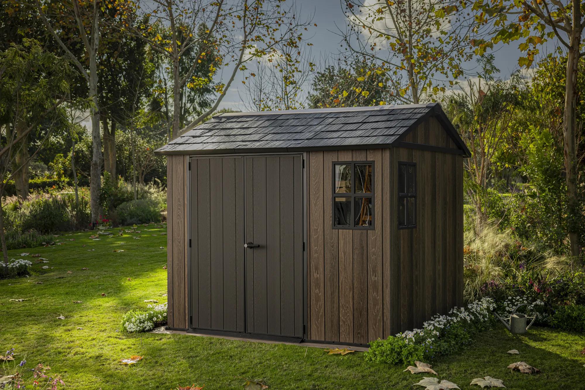 Apex 7.5x9 Gartenhaus - 230x287x246cm - Walnuss