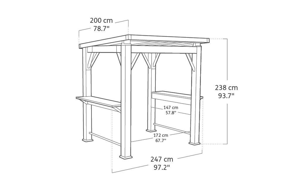 Signature Gril Gazebo - 248x200x238 cm - Hellbraun