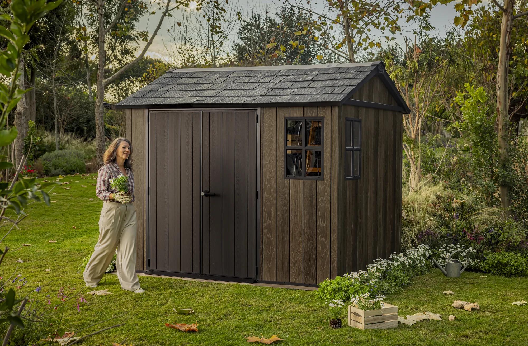 Apex 7.5x9 Gartenhaus - 230x287x246cm - Walnuss