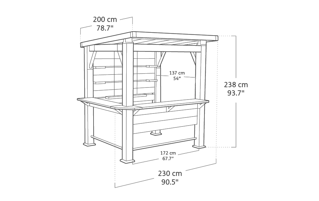 Signature Grillpavillon - 230x200x238 cm  - Walnuss