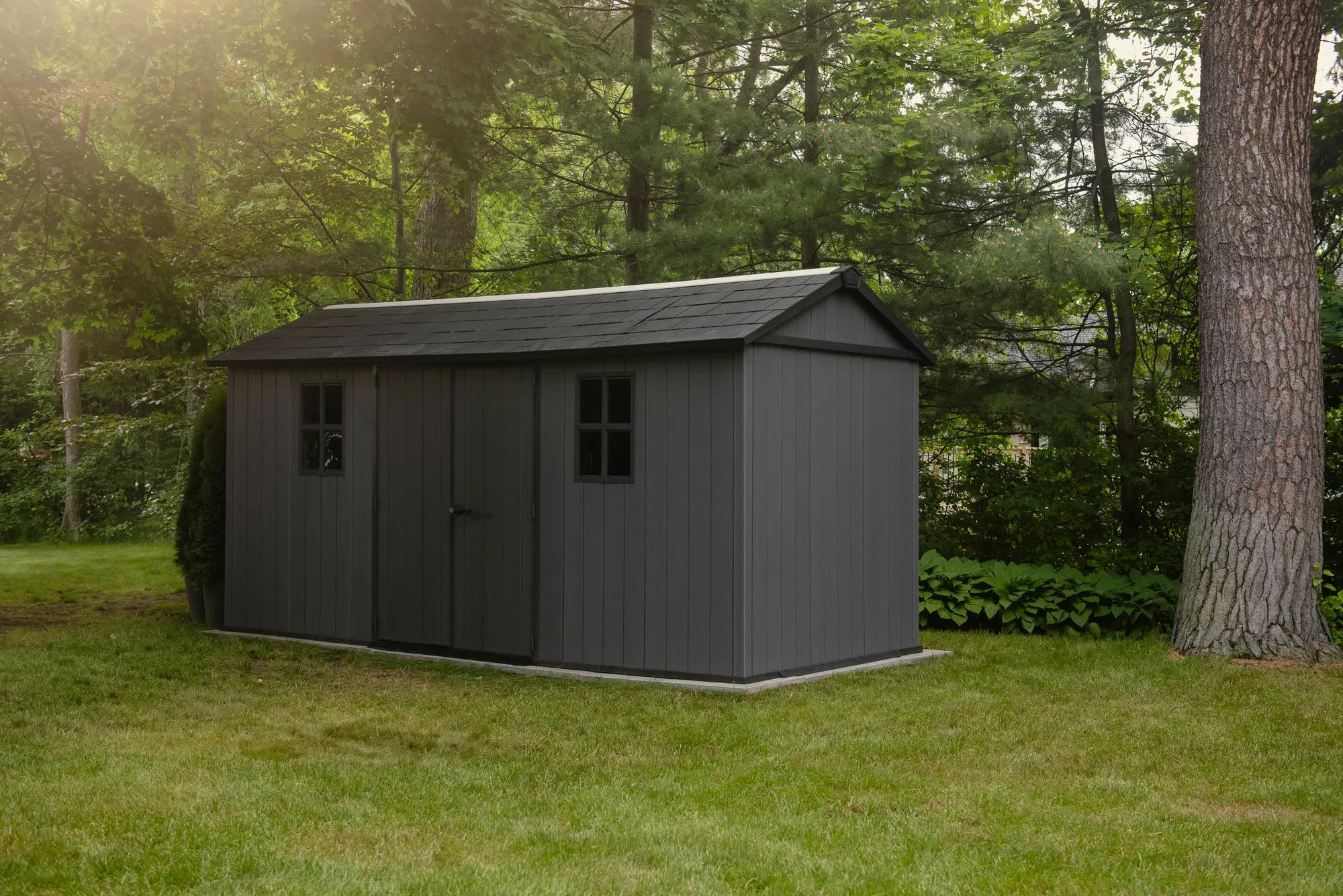 Newton Plus 7.5x15 Gartenhaus - 230x476x246cm - Grau