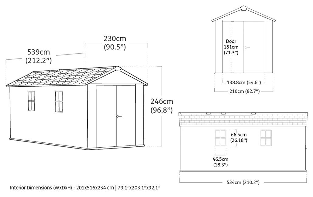 Newton Plus 17x7.5 Gartenhaus - 539x230x246cm