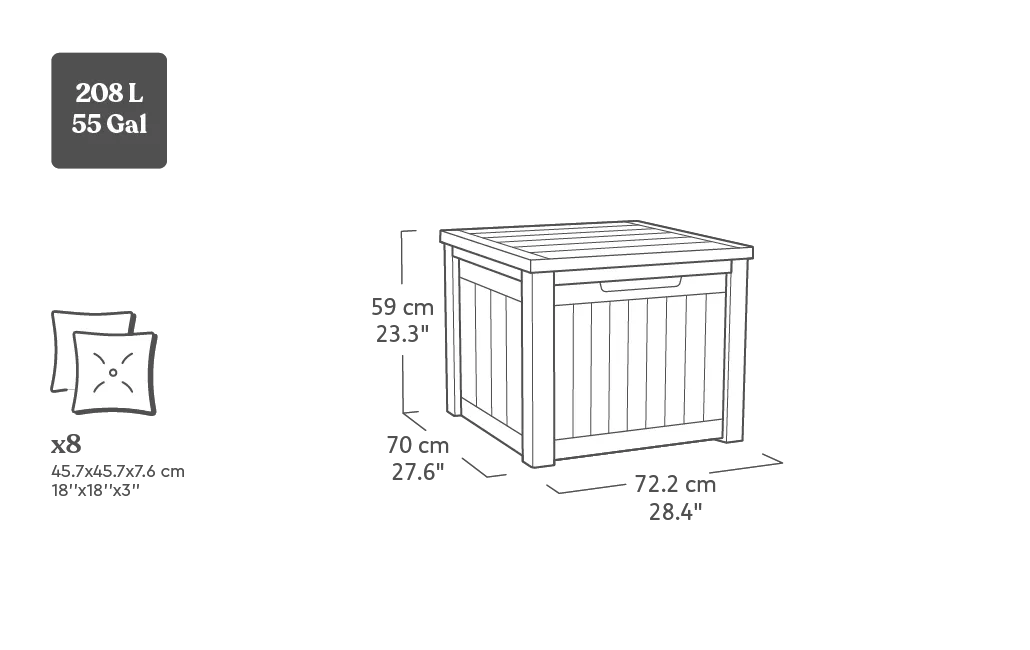 Cube Aufbewahrungstisch 42x42x39cm - Graphit