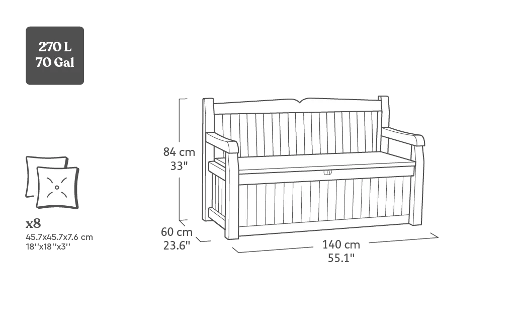 Eden 265L Aufbewahrungsbank -