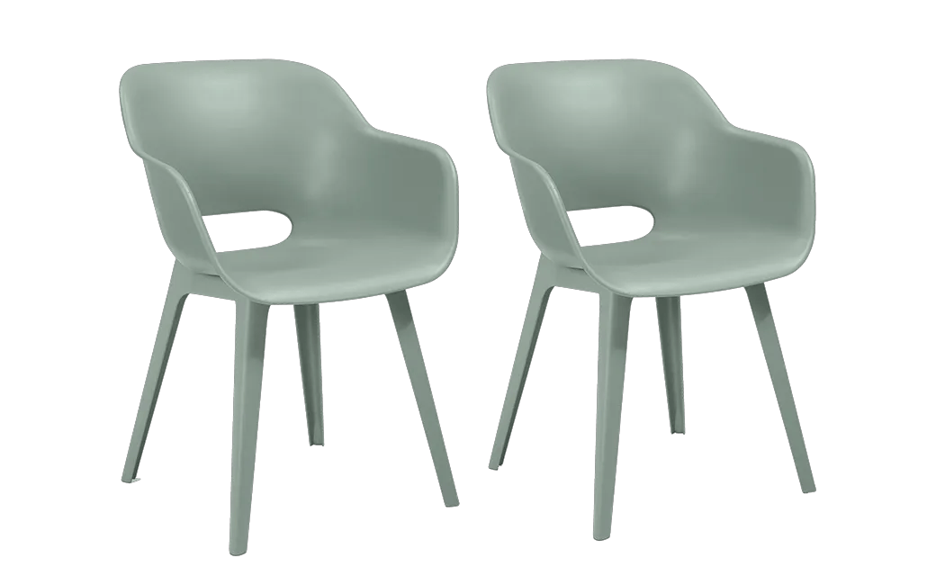 Akola Stuhl - 2er Pack - 55x56x80cm - Vintage Grün