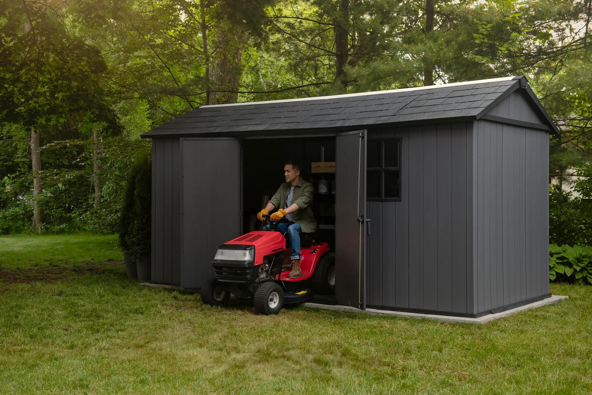 Newton Plus 7.5x15 Gartenhaus - 230x476x246cm - Grau