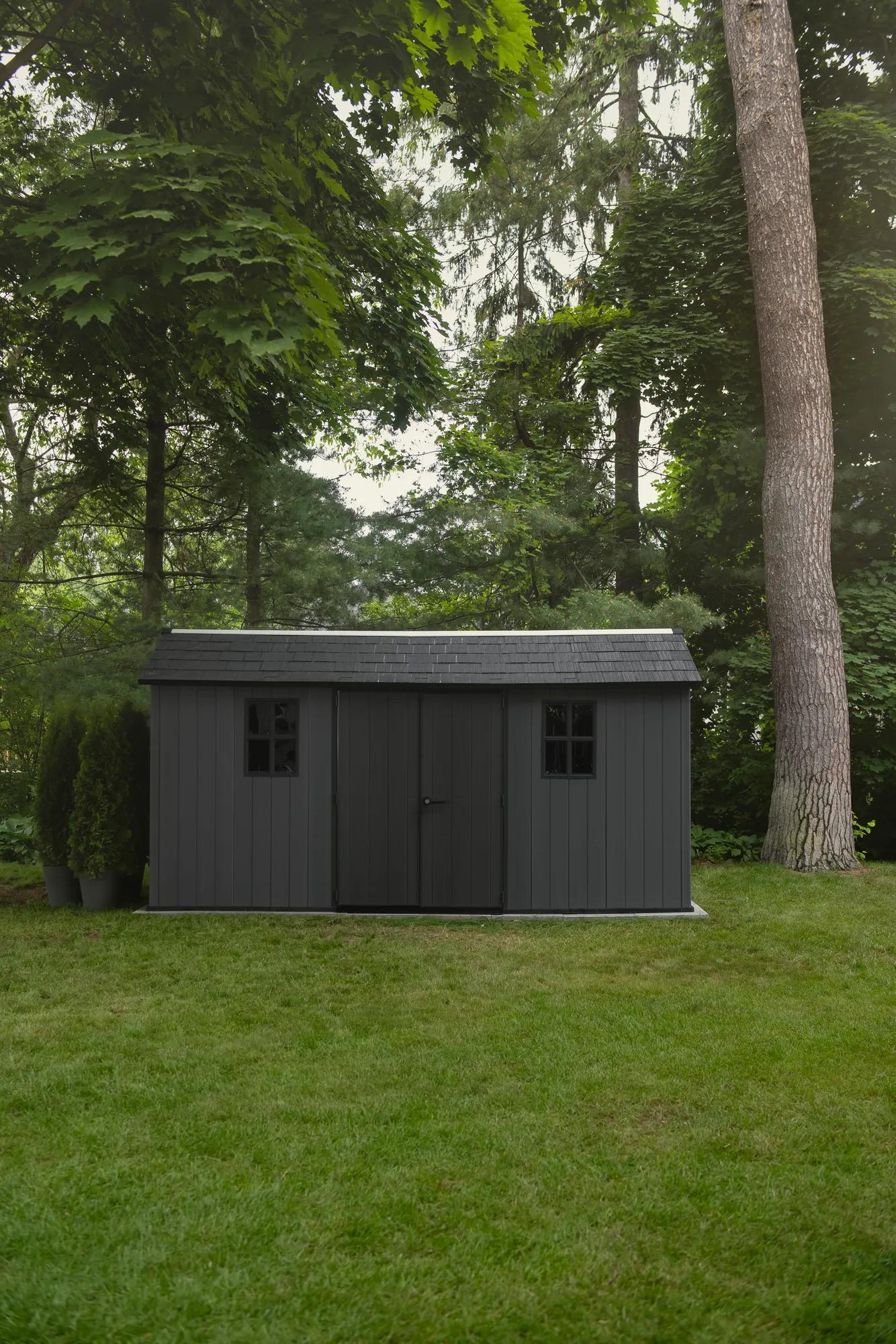 Newton Plus 7.5x15 Gartenhaus - 230x476x246cm - Grau